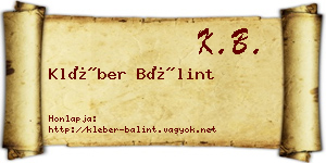 Kléber Bálint névjegykártya
